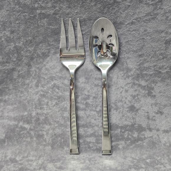 Dansk 18/10 Meridian Stainless Pierced Serving Spoon & Fork Salad Set Cutlery - Picture 2 of 7